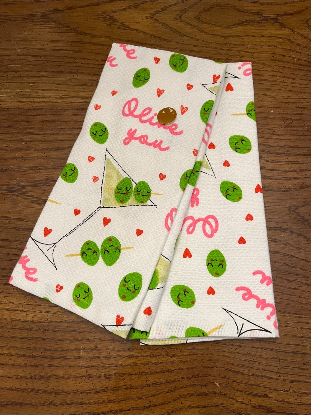 Olive You White & Green Cocktail Olive Kitchen Towels